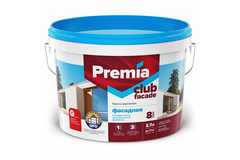 АКЦИЯ Краска CLUB фасадная белая база А ведро 9л (1шт/упак) PREMIA