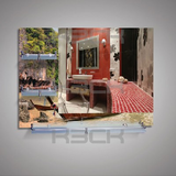 46786 КЗСК Зеркало 60х80см с полноцветом 3713 лодка + полка 60см с бортом + 2 полки 20см с бортом