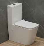 Унитаз-моноблок T1086 безободковый, сиденье тонкое ДП, арматура (с гофрой и подводкой)