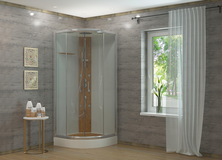 90/1 Душ каб бамбук 1808 БН (без настила) 90*90*224 низ.под.,белая.задн.стенка, прозр. ст., 4 к.