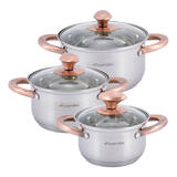 набор кастрюль 6пр.(1л,1,5л.2л.) нерж.ст./4 ПРОМО