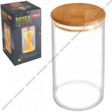 BAMBU Банка 1000мл с гермет.бамбук.крыш (ф.цилиндр) п/уп (287705)