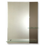 45454 Зеркало 600х790мм комбинированное, с цветным тёмным стеклом, полка 520мм + полка