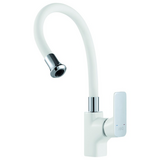 D&K DA1432916 Смеситель д/кухни однорычажный с гибким изливом БЕЛЫЙ+хром