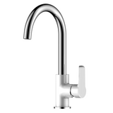 W35-24 Смеситель одноручный (35 мм) для кухни с высоким поворотным изливом 180 мм, хром/бел