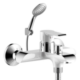 W35-31 Смеситель одноручный (35 мм) для ванны с коротким изливом, дивертор с кер. пласт., хром/бел