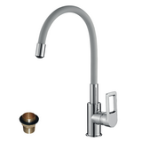 Z35-35U-Gray Смеситель одноручный (35 мм)  для кухни с гибким цветным изливом, хром/серый