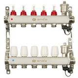 Коллекторная группа ONDO нерж сталь 5 вых. в сборе с автоматическим воздухоотводчиком, расходомерами