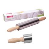 скалка нерж. дерев. ручками/48