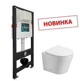 Сет: Инсталляция для подвесного унитаза AZARIO NEW 3/6л + Унитаз подвесной Azario Teramo, с сиденьем