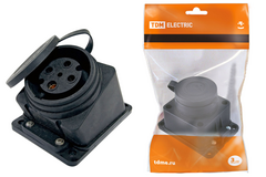 Розетка настенная с загл. наклон. каучук 3Р+РЕ 32А 380В IP44 TDM SQ0612-0009