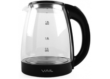 Чайник электрический VAIL VL-5550 (стекло) черный 1,8 л
