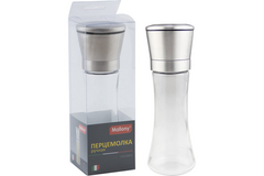 Перцемолка ручная PICCANTE, р-р 5,3*19 см, стекло, нерж сталь, зерк полировка