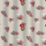 01-40 Штора с рисунком СЕРДЕЧКИ в ванную комнату без колец полиэстэр "Санакс"