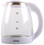 Чайник электрический VAIL VL-5550 (стекло) белый 1,8 л