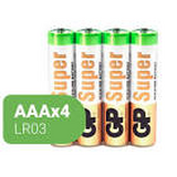 Батарейки GP Super Alkaline 24A LR003 AAA 4шт в уп (пленка)
