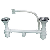 САНАКС - Сифон для мойки двойной, большая горловина с переливом, код: 4010