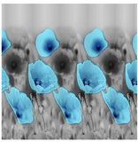 САНАКС - Штора с рисунком, ГОЛУБЫЕ МАКИ, в ванную комнату, без колец, полиэстэр