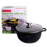 кастрюля 4,5л. 24*11,5см с кр. АП литой алюминий черн.мрамор/8+