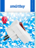 Вилка Smartbuy, угловая с/з с выключателем белая 16А 250В (SBE-16-P12-w)