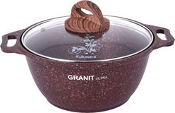 Кастрюля 2л со стекл. крышкой, АП "Granit ultra" (red) Промо