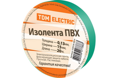 Изолента ПВХ 0,13*15мм Зеленая 20метров TDM SQ0526-0014