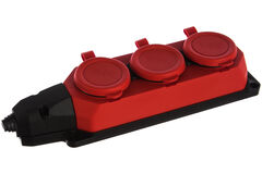K-3e-RED-IP44 ЭРА Колодка каучуковая с/з 3гн 16A IP44 красная