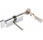 Цилиндровый механизм "Фабрика замков" 70 мм, ключ-завертка, хром (УТ-00000556)