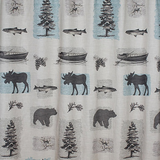 01-05 Штора  с рисунком ЖИВОТНЫЕ в ванную комнату без колец полиэстэр "Санакс"