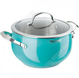Turquoise Кастрюля 5,8л,d22см,стек.крыш.с нерж.обод,толщ.ст.0,6мм,инд.дно 5,5мм,нерж.руч,мерн.шкала,