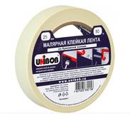 Клейкая лента малярная UNIBOB 25мм х 50м, белая (инд. упаковка 4607025330158)