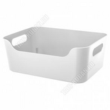 Корзинка-лоток 10л бел,прям (34х24 h14см) выруб.ручк (18)
